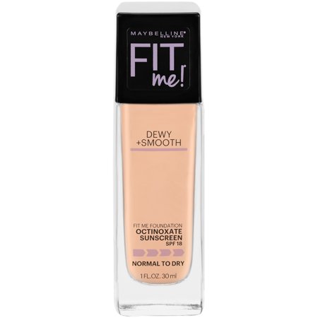 Maybelline Fit Me Dewy and Smooth Liquid Foundation  SPF 18  125 Nude Beige  1 Fl Oz