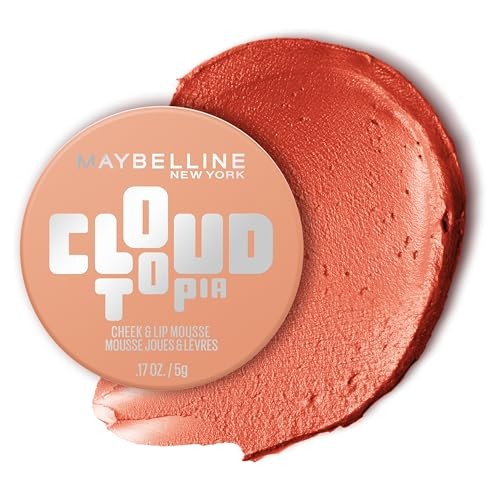 Maybelline Cloudtopia Lip and Cheek Mousse Blush - Solor Serenity 10 - 0.17oz: Noncomedogenic, Matte Finish, for All Skin Types