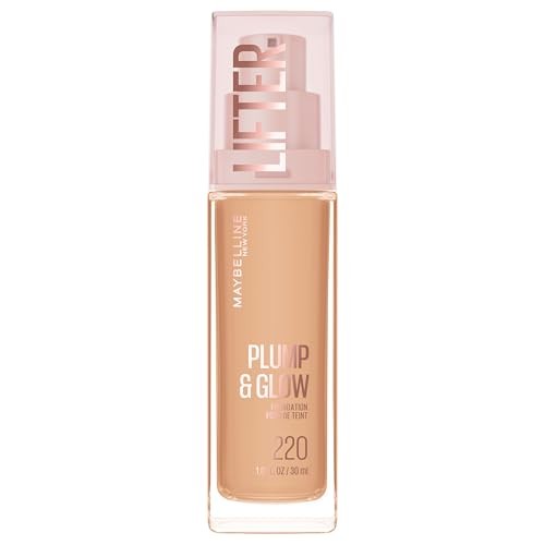 Maybelline Lifter Plump & Glow Foundation with Hyaluronic Acid - 220 - 1 Fl Oz: Liquid, Noncomedogenic, Finish, Suitable for All Skin Types