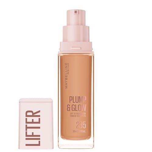 Maybelline Lifter Plump & Glow Foundation with Hyaluronic Acid - 235 - 1 Fl Oz: Moisturizing, Buildable, Suitable for All Skin Types, Liquid Form