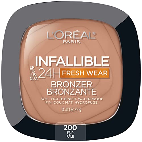 LOrAal Paris Infallible up to 24H Fresh Wear Soft Matte Longwear Bronzer Waterproof, Heatproof, Transfer, Humidity and Sweatproof, Fair, 031 Oz