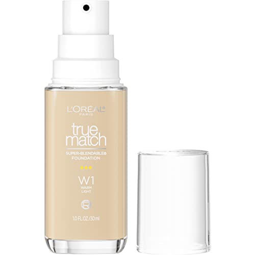 L'Oreal Paris True Match Super Blendable Foundation - W1 - 1 Fl Oz: Medium Coverage Liquid for Normal, Oily Skin
