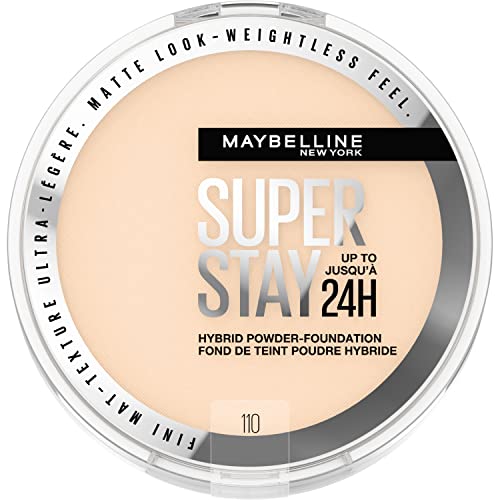Maybelline Super Stay Matte 24HR Hybrid Pressed Powder Foundation - 110 - 0.21 Oz: Noncomedogenic, Buildable Coverage, Suitable for All Skin Types