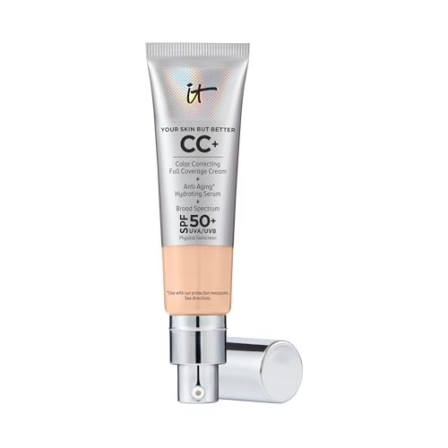 IT Cosmetics CC+ Cream Full Coverage Color Correcting Foundation with SPF 50+ Light Neutral 1.08 Oz / 32 ML