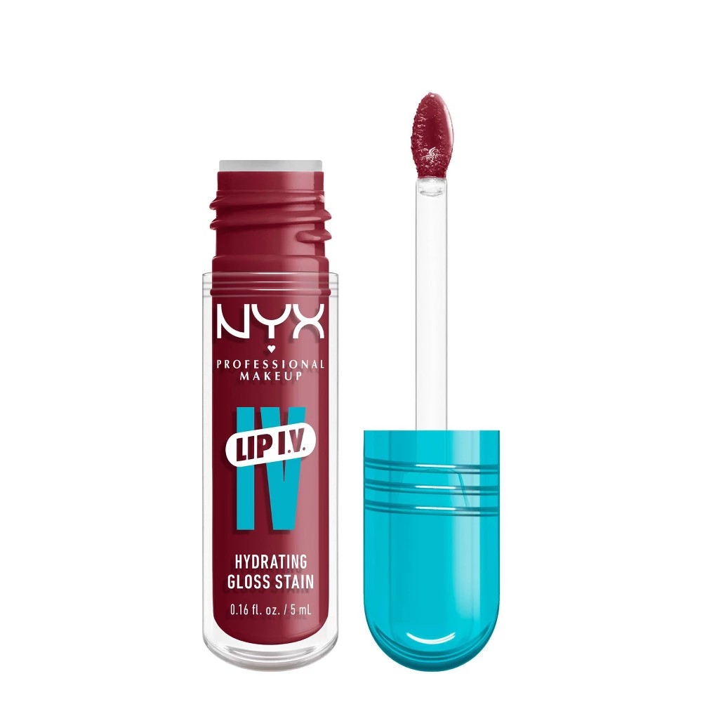 NYX Professional Makeup Lip IV Hydrating Lip Gloss Stain - Bubble Gum Burst - 0.16 Fl Oz: Animal by-Product-Free, Vegan, Medium Tones