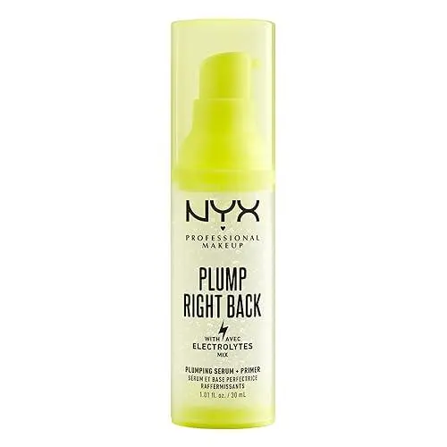 NYX Professional Makeup Plump Right Back Plumping Primer - 1.01 Fl Oz: with Hyaluronic Acid, Liquid Formula, for Normal/Combination Skin