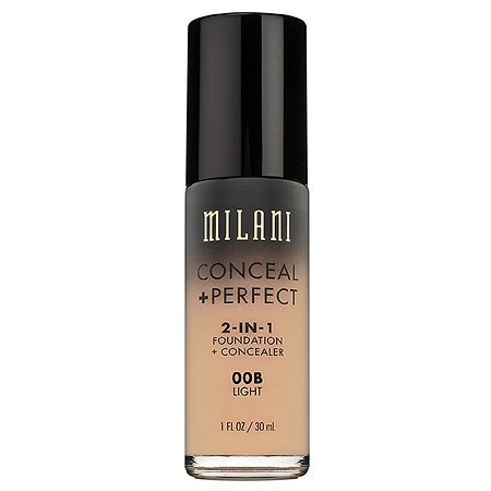 Milani Conceal + Perfect 2-in-1 Foundation + Concealer - 00B Light - 1 Fl Oz: Paraben-Free, Sulfate-Free, Normal/Combination Skin