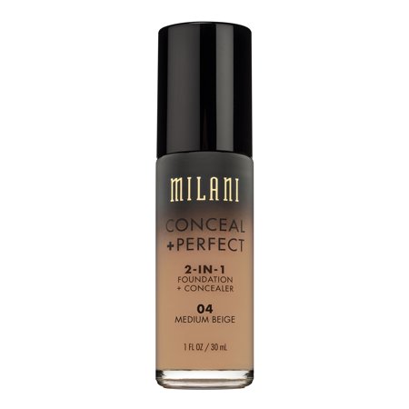 Milani Conceal + Perfect 2-in-1 Foundation + Concealer - 04 Medium Beige - 1 Fl Oz: Aluminum-Free, Paraben-Free, Sulfate-Free, Phthalate-Free