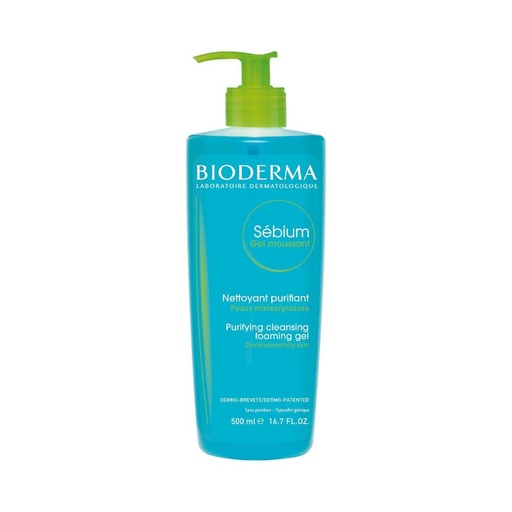 Bioderma Sebium Foaming Gel Facial Cleanser - 16.7 Fl Oz: Noncomedogenic, Paraben-Free, Soap-Free, for Oily & Combination Skin