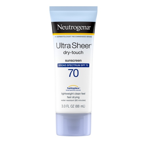 Neutrogena Ultra Sheer Dry Touch Sunscreen Lotion, SPF 70 - 3 Fl Oz: Noncomedogenic, PABA-Free, Face & Body Use