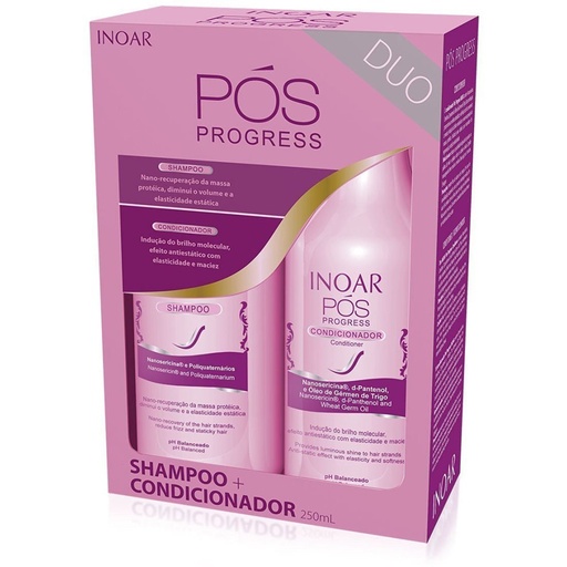 Inoar Pos Progress Shampoo + Conditioner Kit (8.4oz/250ml X 2)